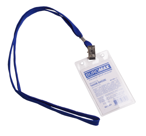 Бейдж-ідентифікатор верт., пласт., 64х108мм, зі шнурком на кліпі, BM.5413 BUROMAX